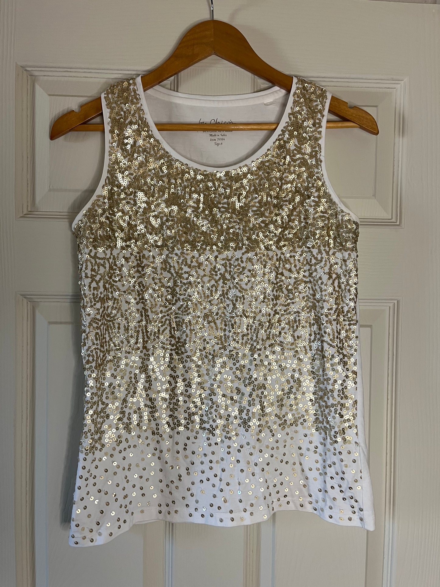 Chicos Gold Sequined Tank Top Size 0